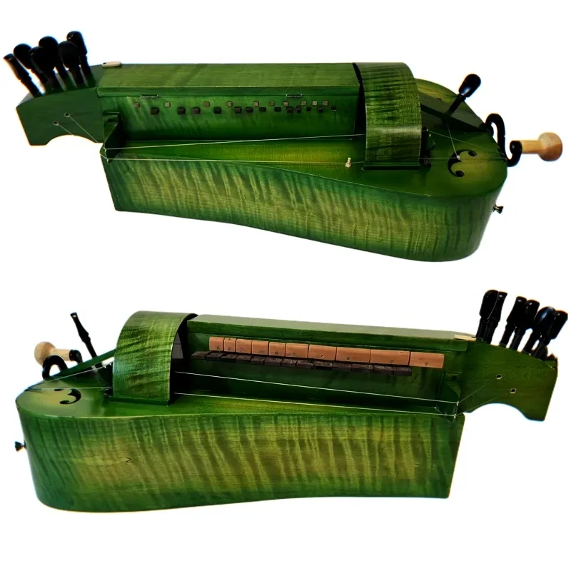 

Green color Solid wood 6 strings 24 keys Hurdy Gurdy,Pretty Maple wood back