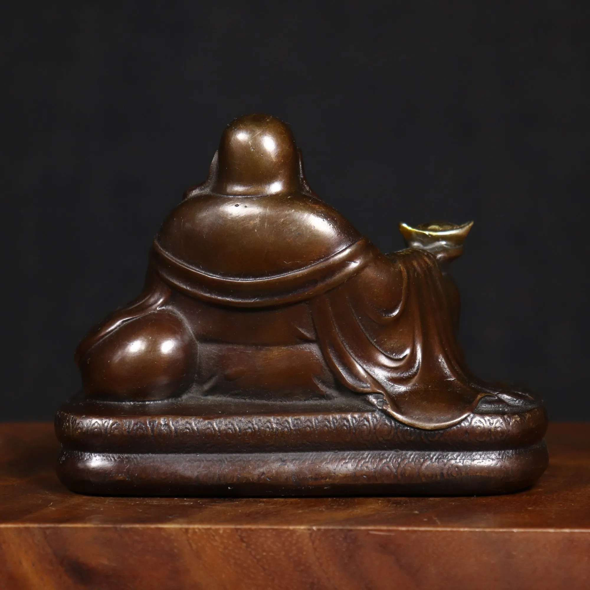 Brass Laughing Buddha Statue - Home Décor Collectible for Entryway, Tea Table, Living Room, Meditation Space Decorative Accent view 4