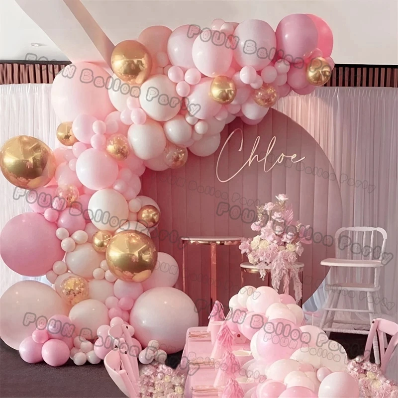 Kit arco ghirlanda di palloncini rosa decorazioni per feste di compleanno per bambini lamina di compleanno palloncino in oro bianco decorazioni per