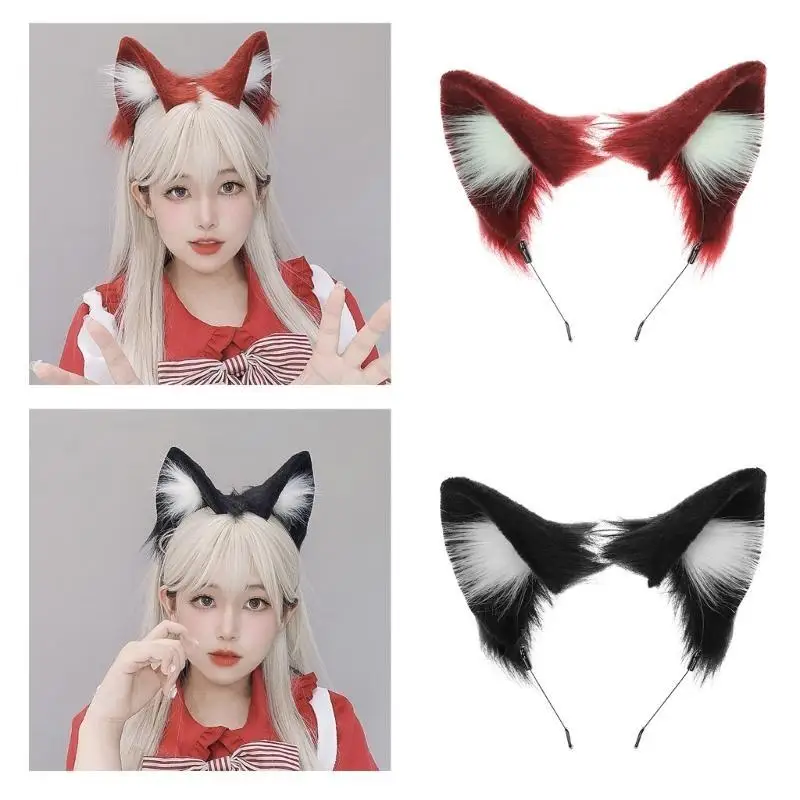

652F аниме реквизит для косплея зверь волк обруч для волос пушистый котенок укладка волос для Хэллоуина повязка на голову кот