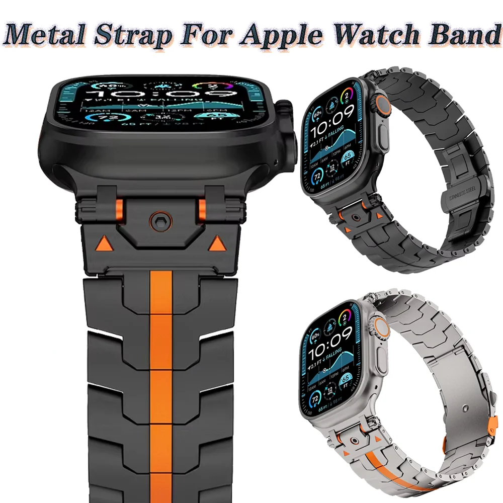 

Металлический ремешок для Apple Watch Band Ultra 3 49 мм 11 10 46 мм 42 мм Браслет iWatch 9 8 7 45/41 мм 6 5 SE 44/40 мм Комплект модификации ремня