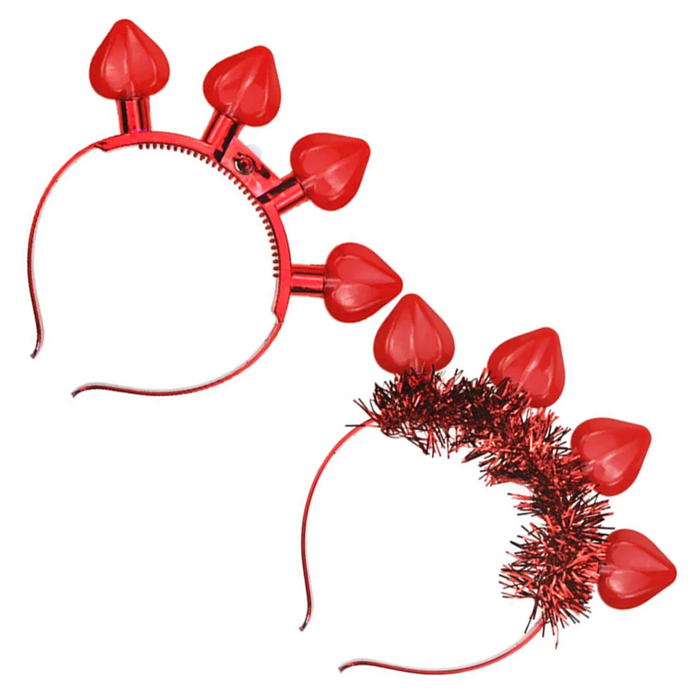 

2 Pcs Heart Headband Plastic Photo Props for Valentines Day Women Girls Party Accessories Hair Bands Birthday Valentine Photo