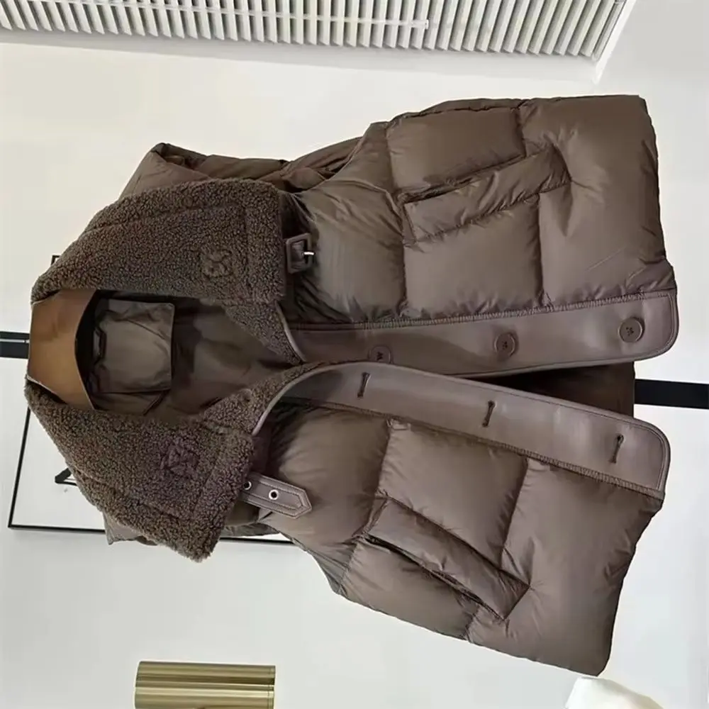 

Autumn Winter 2026 New Fashion Cotton-Padded Vest Coat Women's Sleeveless Jacket Ladies Lamb Lapel Short Waistcoat Overwear Tide