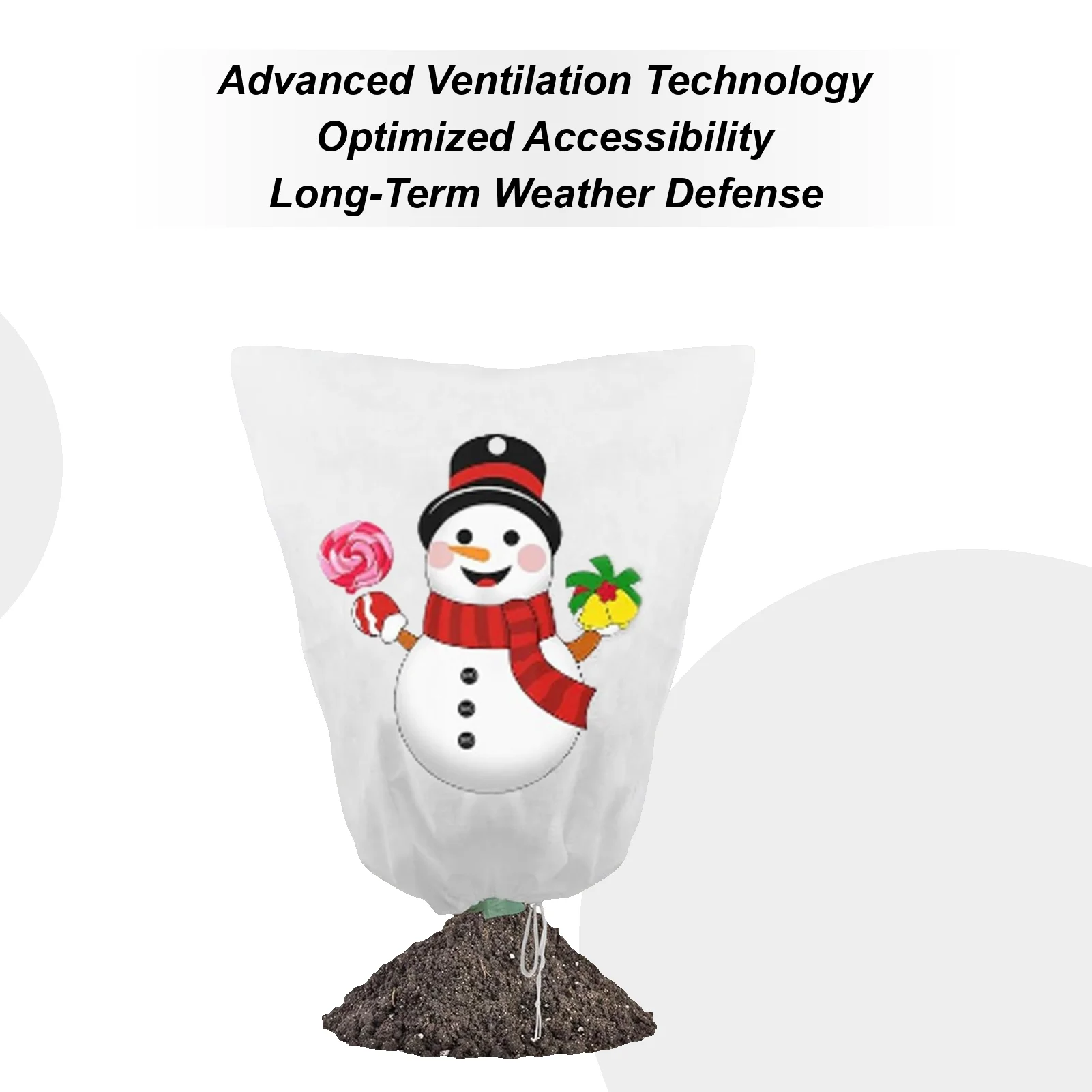 

Plant Frost Protection Covers Christmas Prints Winter Plant Protector Non-Woven Fabric Breathable Guard With Drawstring And