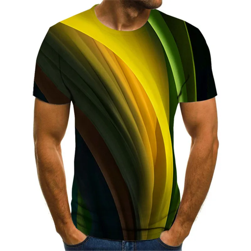 Summer Fashion Trend Geometric Fringe Men T-shirts New Casual 3D Printed Short Sleeve Leisure Round Neck streetwear Tees Tops