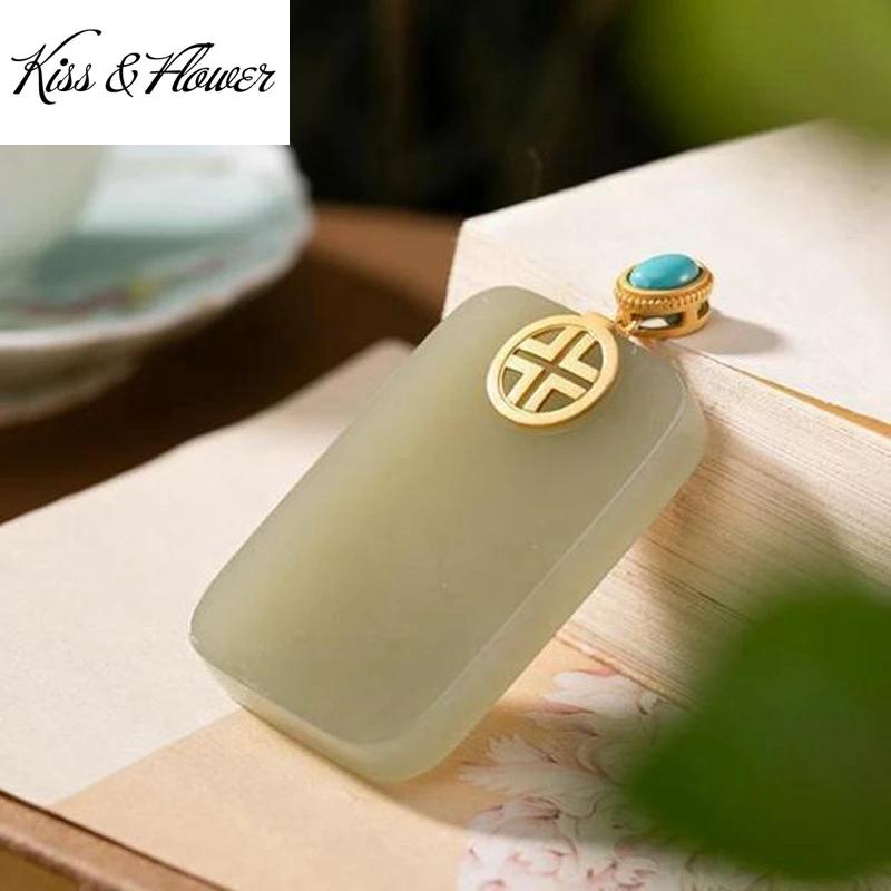 

KISS&FLOWER NK284 Fine Jewelry Wholesale Fashion Woman Girl Bride Mother Birthday Wedding Gift Vintage Square 24KT Gold Necklace