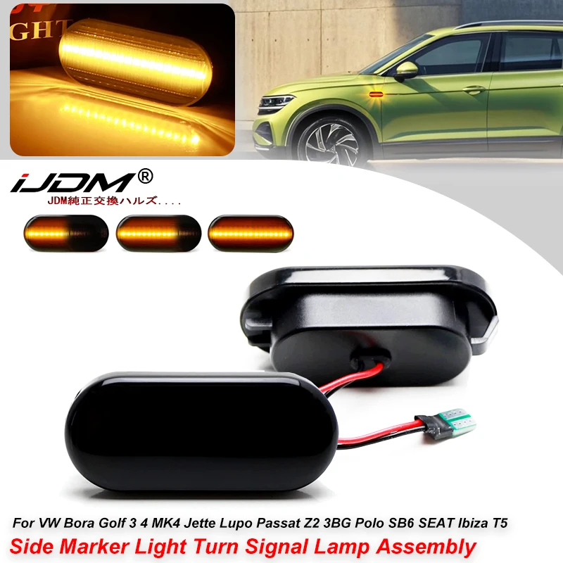 2 luces LED dinámicas de señal de giro lateral secuenciales para VW Golf 3 4 MK3 MK4 Passat 3BG Polo 6N 9N Bora Vento
