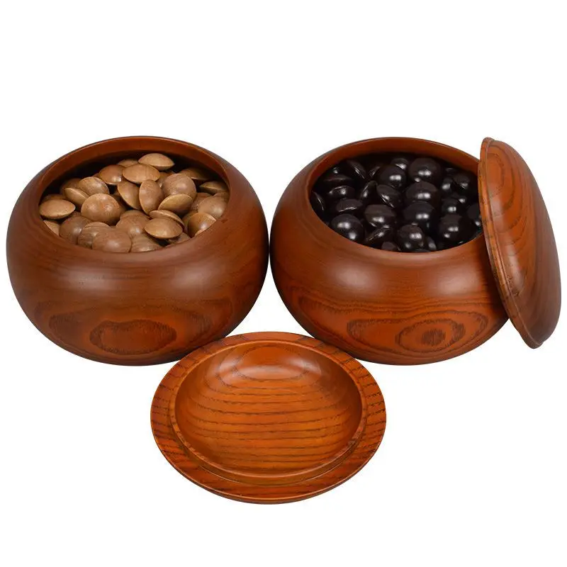 Solid wood Go chess pieces Natural stone wood Go chess pieces High-grade black and white chess pieces Wood chess