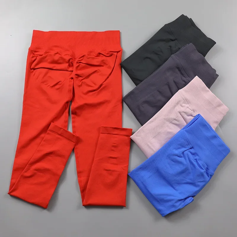 

Seamless Flow Low Ribbed Waist Yoga Pants Women Scrunch Butt Lifting Gym Workout Leggings 4-Way Stretch Fitness Sports Tights
