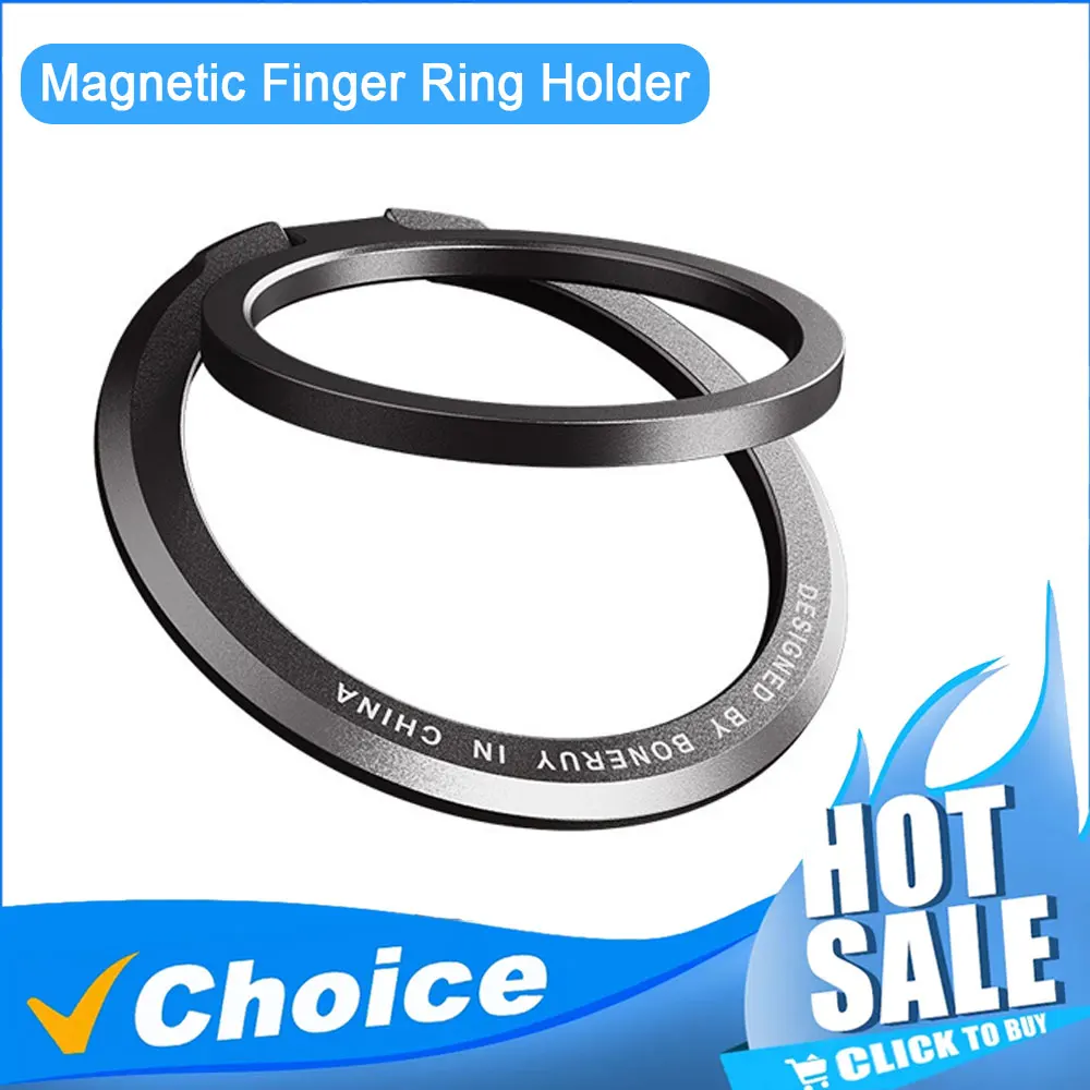 1pc Multi-Angle Kickstand Strong Magnet Ring Grip Magnetic Finger Ring Holder Foldable Phone Back Sticker Pad Unniversal Bracket