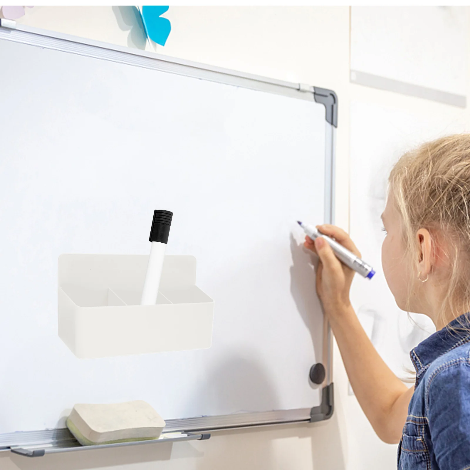 

Magnetic Stationery Storage Box Pp Material Desk Organizer For Office School Supplies Whiteboard Marker Holder Eraser Case