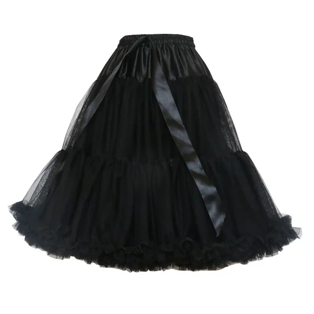 55cm de comprimento branco preto vermelho para cosplay casamento baile tule anágua crinolina underskirt rockabilly balanço tutu saia