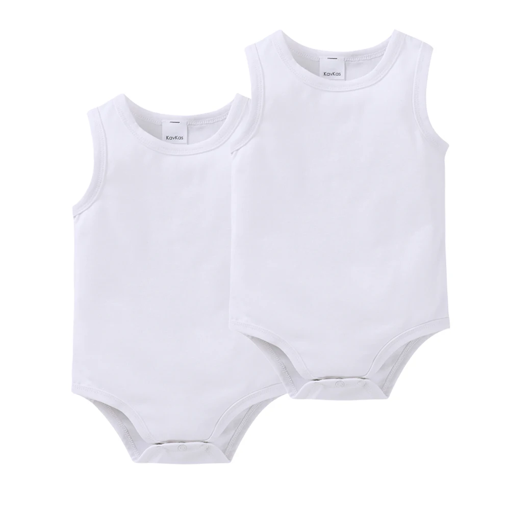 Kavkas 2 Pcs/lot Summer Baby Boy Girls Clothes Vest Design 100% Cotton Sleeveless Newborn Clothing