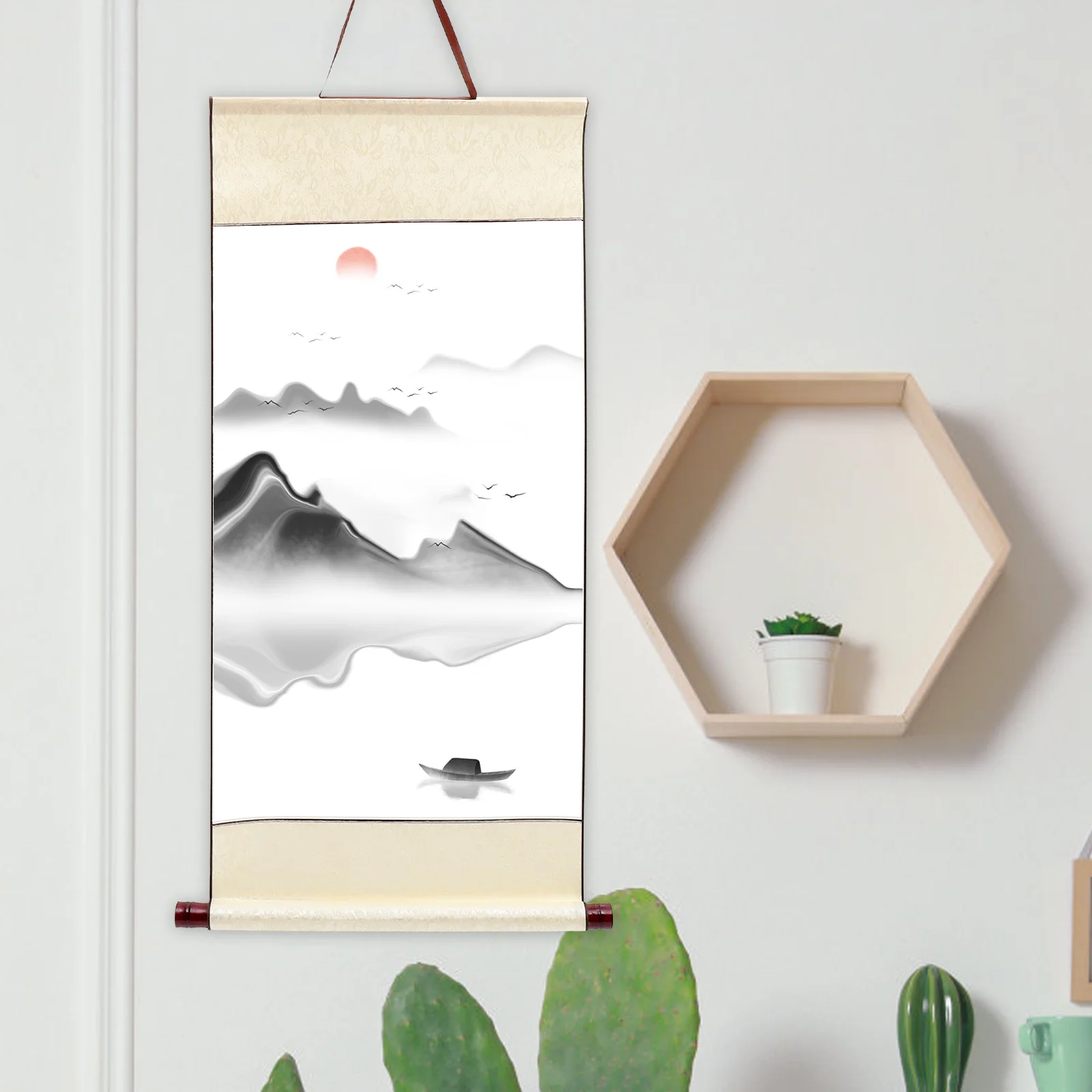 Paper Hanger Sprinkled Gold Rice Drawing Calligraphy Chinese Painting Scroll