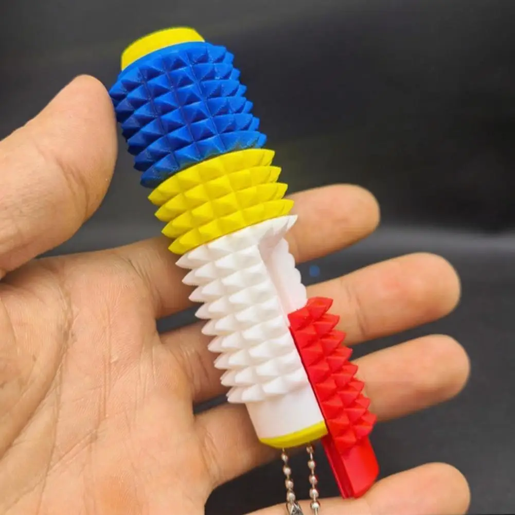 5-in-1 Spiked Roller Toy 3D Printed Spiky Pain Stim Keychain Mechanical Click Spinner Mini Sensory Fidget Toy for Stress Relief