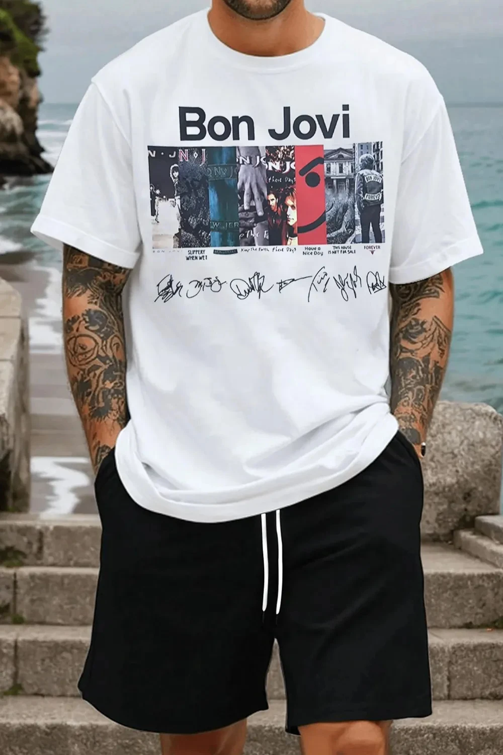 Oversize 2026 Bon Jovi  Printed Cotton T-shirt Men's Summer Casual Top Short Sleeve Classic Male Women Tee Unisex