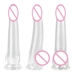 S/M/L/XL/XXL Suction Cup Transparent Realistic Dildo Penis Dick Cock Female Sex Products Sexy Toys for Woman Adults 18 Sexshop