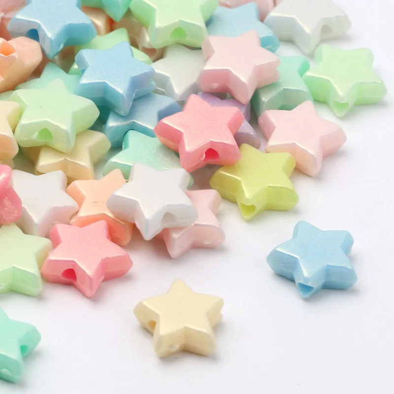 100pcs Spring Color Star Shape Beads Acrylic Spacer Jewelry Beads For Making Bracelet Necklace Diy Accessories Needlework 9mm