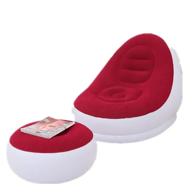 

Inflatable Sofa With Foot Pad Lazy European and American Style Flocking Bed Outdoor Furniture Portable Single Sofa Couch Chair