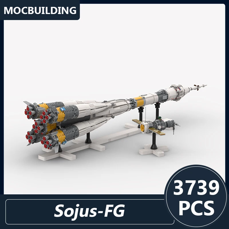 Sojus-FG Rocket Spacecraft Model Moc Building Blocks Diy Assembled Bricks Space Series Educational Creative Display Toys Gifts