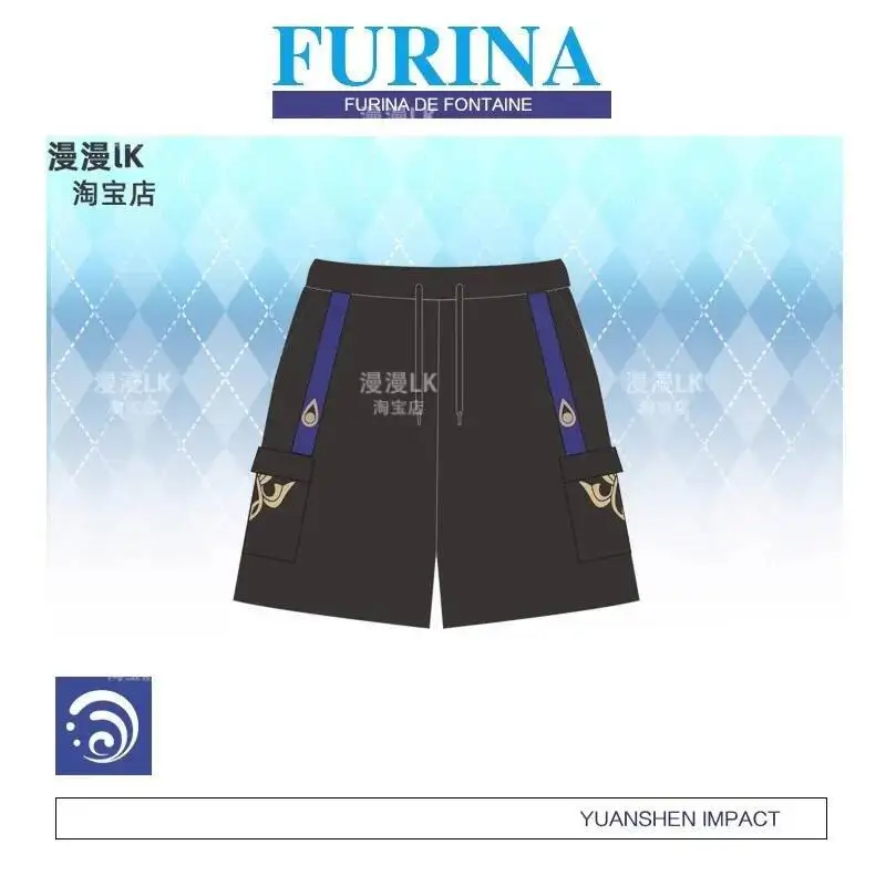 Game Honkai: Star Rail Cosplay Furina Focalors Women Men Summer Uniform Short Sleeved Shorts T-Shirt Student Suit Costumes