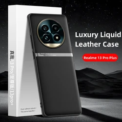 For Realme 13 Pro Plus Case Luxury Liquid Leather Skin-friendly Cover For Realme 13 Pro+ TPU Shockproof Bumper Realme13Pro Funda