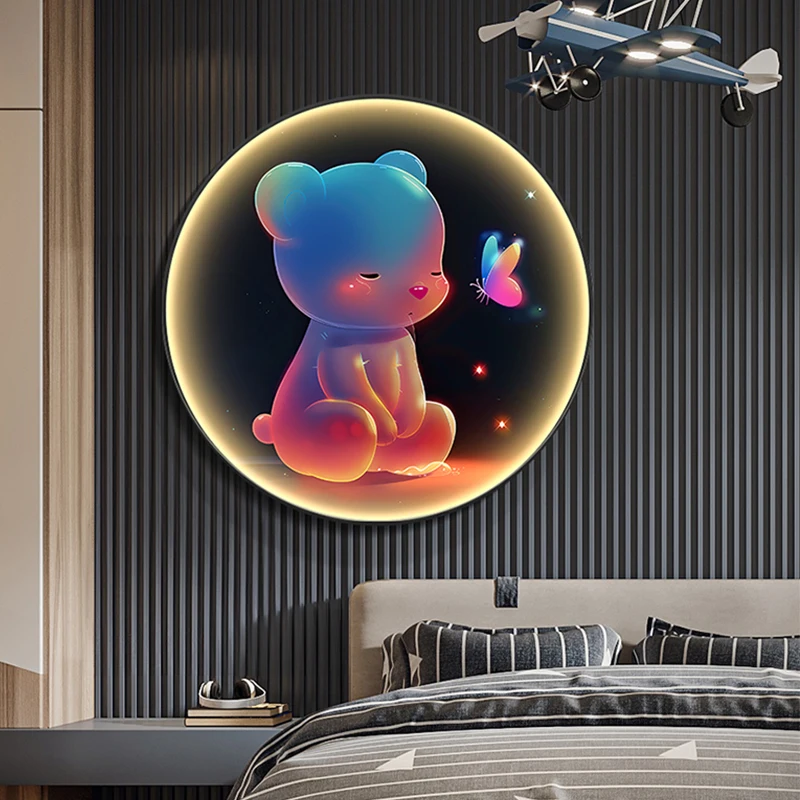 

Modern Bear LED Wall Lights Bedroom Bedside Corridor Children's Room Kid Decoration Lustre Indoor Lighting Painting Mural Lamps
