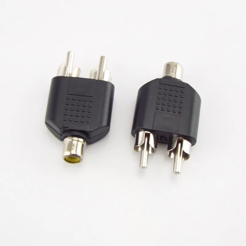 1 pcs 2 RCA Y Splitter connector AV Audio Video Plug Converter cable Male Female Plug 2 in 1 Adapter