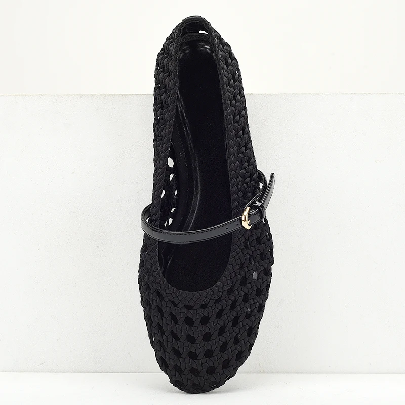 الباليه امرأة 2025 جولة تو أحذية نسائية كل مباراة الفم الضحلة الحياكة الشقق الباليه فستان مريح ماري جينس كل ماتك #4