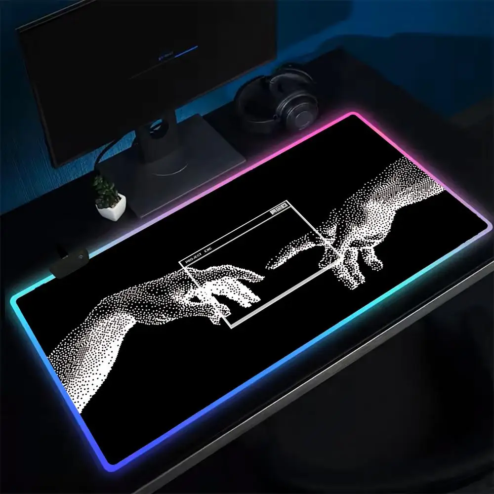

Michelangelo Y2K Mouse Pad Anime Gaming Mouse Pad LED Table Pads Backlit Rubber Desktop XXL RGB Desk Mats
