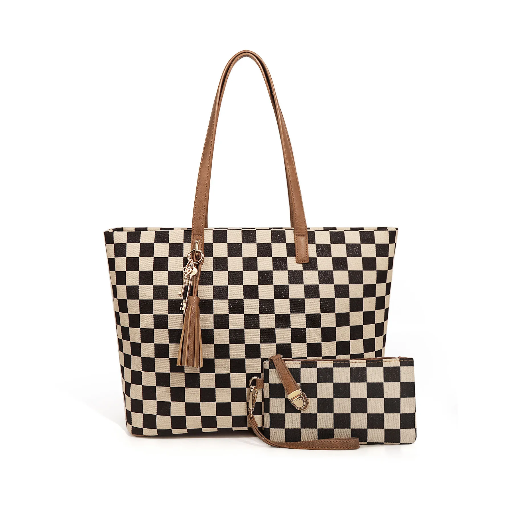 

Checkerboard Women Tote Bag Large Capacity Casual Handbag New Commute Shoulder Bag