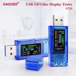 Gaqqee AT34 AT35 USB 3.0 kolorowy wyświetlacz LCD woltomierz amperomierz miernik napięcia prądu multimetr ładowanie baterii power bank USB Tester