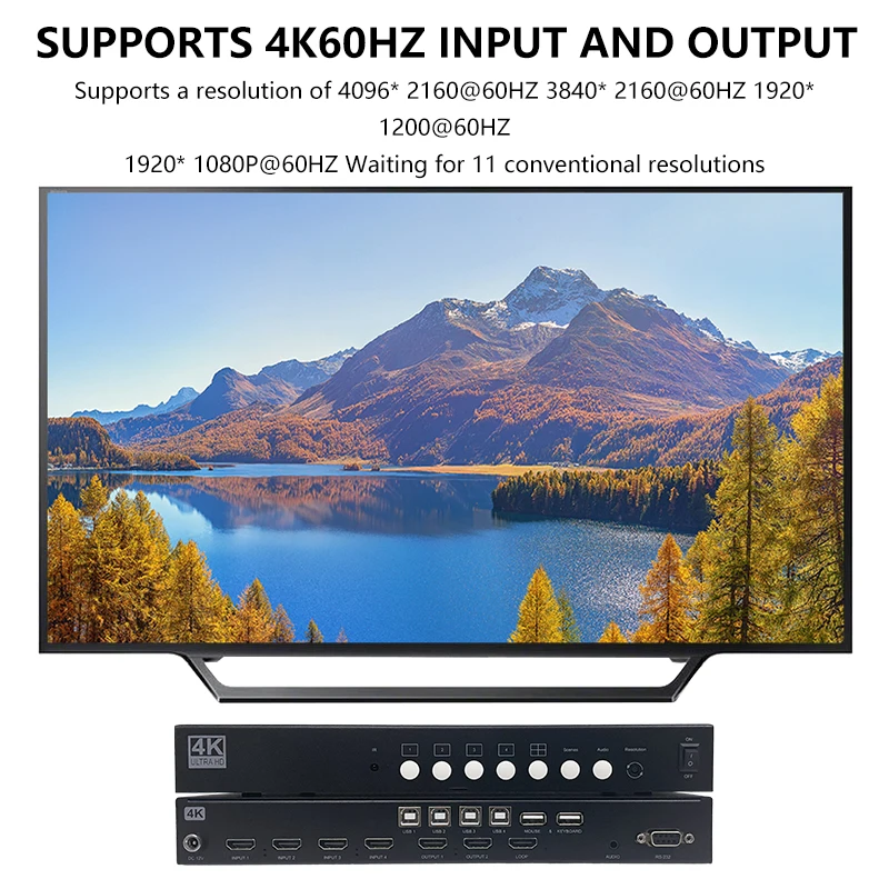 4 em 1 processador hd kvm 4x1 hd 4 em 1, multiviewer tela hd sem costura para 4 pc, compartilhar, mouse, teclado, 4k60