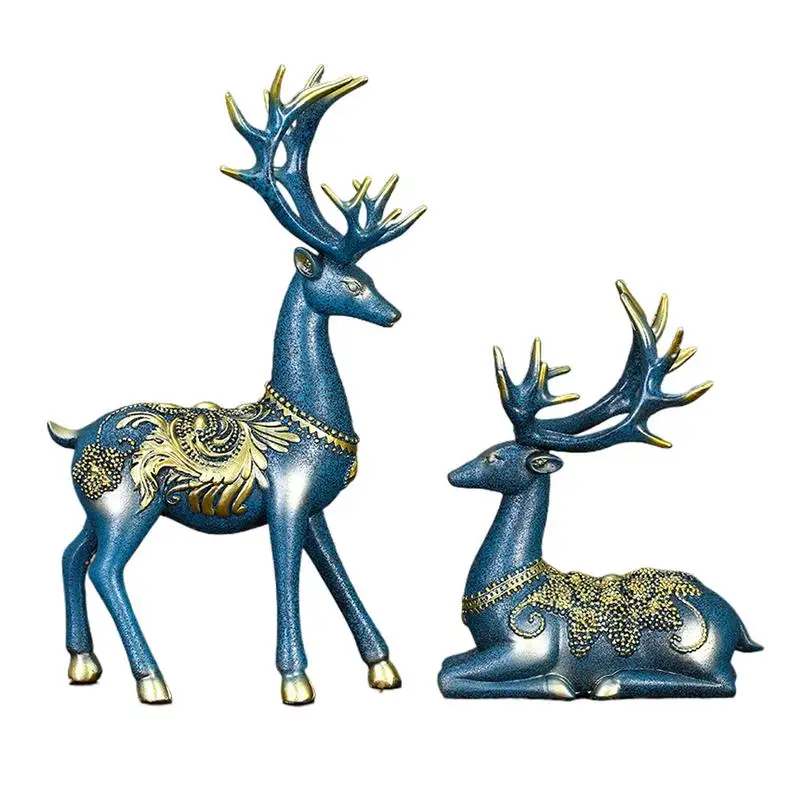 

Sitting Reindeer Figurines 2X Lucky Sitting Standing Reindeer Desk Ornament Sitting And Standing Animal Desk Ornament For