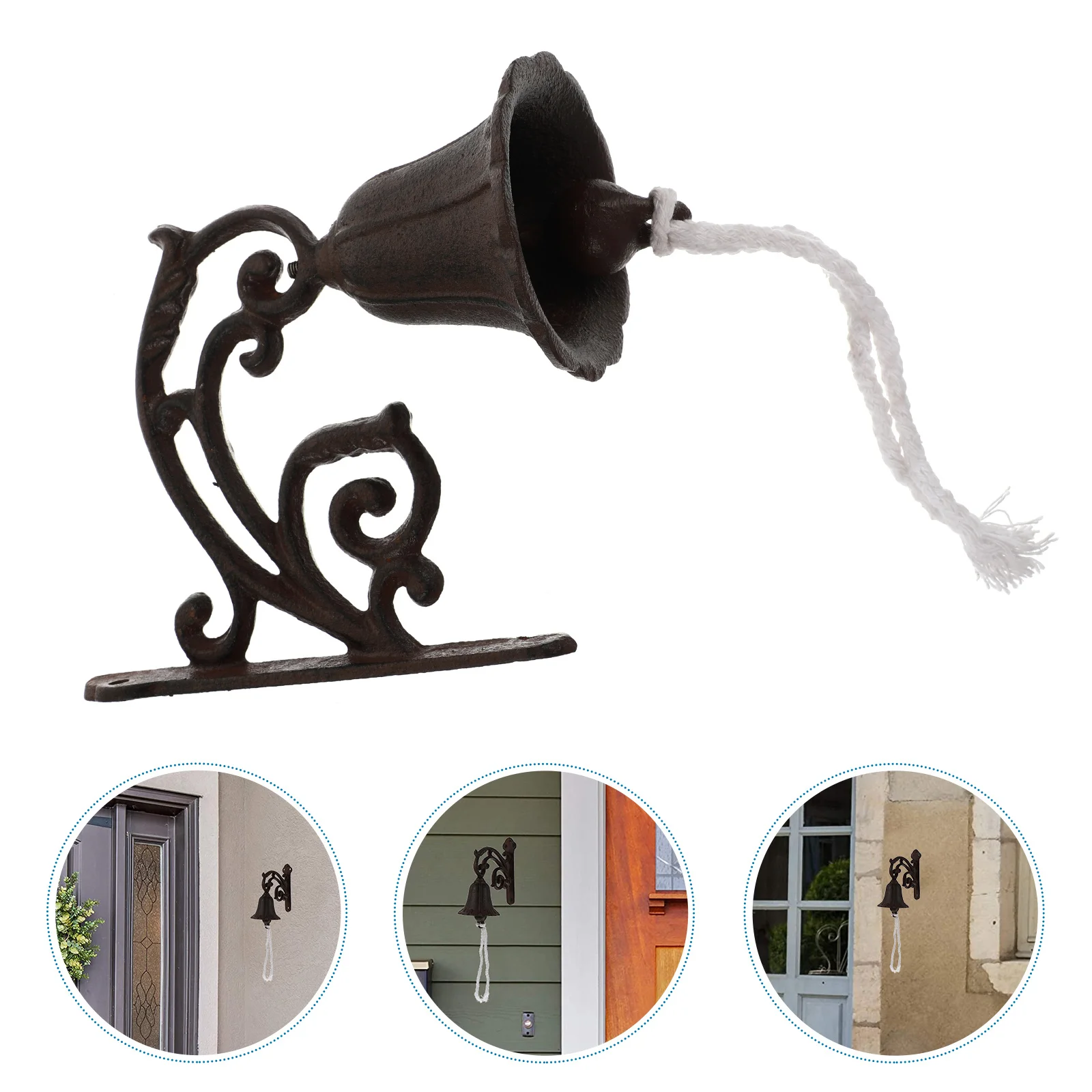

1 set Cast Iron Wall Bell Rustic Style Manually Shaking Doorbell For Home Garden Farmhouse Vintage Metal Chime Hanging