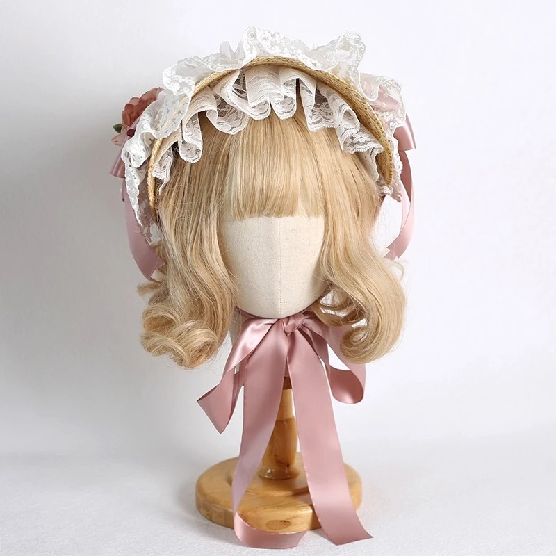 

Оригинальная многоцветная соломенная шляпа в пасторальном стиле в стиле Лолиты, кружевная соломенная шляпа в китайском и западном стиле, экологически чистая соломенная шляпа, плоская французская шляпа