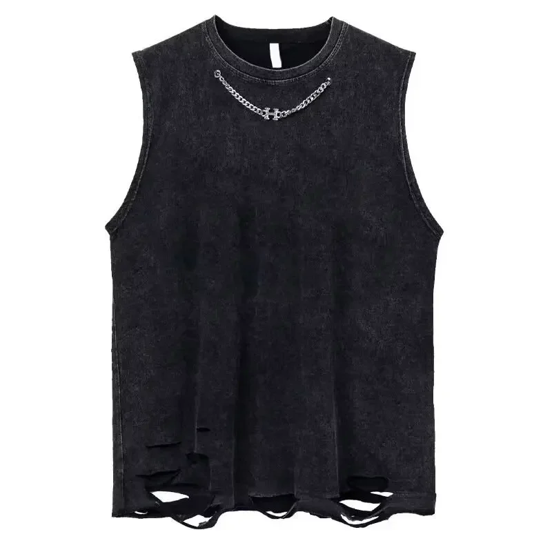 Trend Women Cotton Tank Tops Loose Washed Solid Color Vest Tees Tops Women Streetwear Vintage Harajuku Oversized T 2024