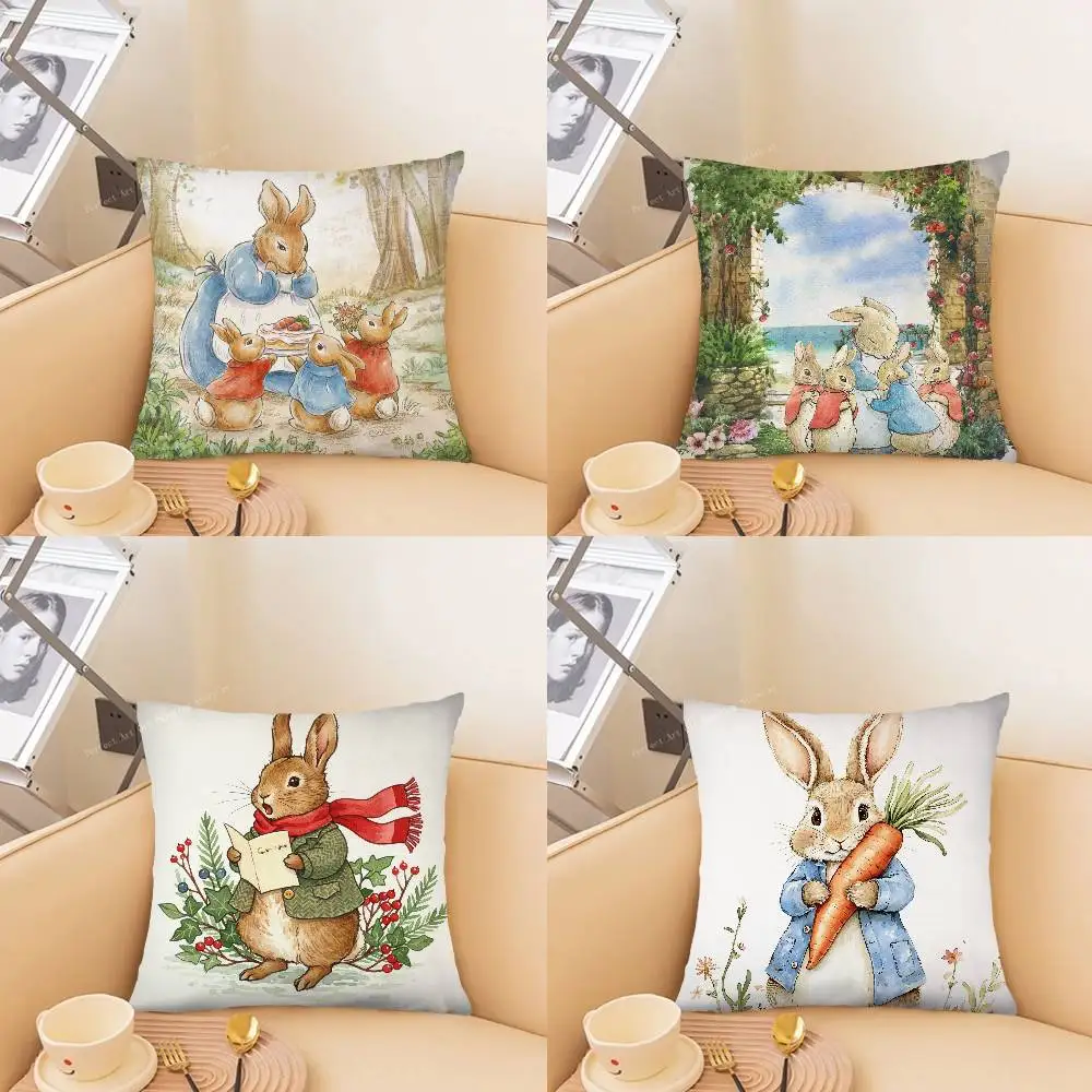 Novel By P-Peter Rabbit Pillow Case Fashion Square Pillowcase Bedroom Sofa Room Ins Decoration Leisure
