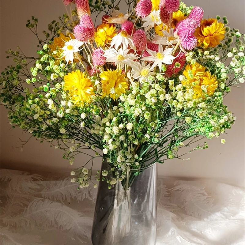 Flor seca Natural Gypsophila, ramo de aliento de bebé conservado fresco para decoración del hogar, decoración de boda de gpsophila, regalo de San Valentín