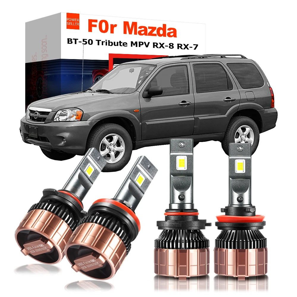 2 X Car Front Canbus Headlight 100W 20000LM LED Head Light Bulb Replacement For Mazda BT-50 BT50 Tribute MPV RX-8 RX8 RX-7 RX7