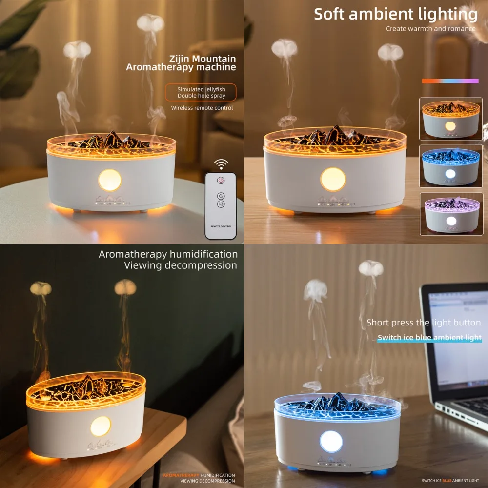 Zen Raindrops Rain Clouds Essential Oil Diffuser - Ultrasonic Desktop Sprayer with 3 Calming Colors Lamp for Relaxing Atmosphere