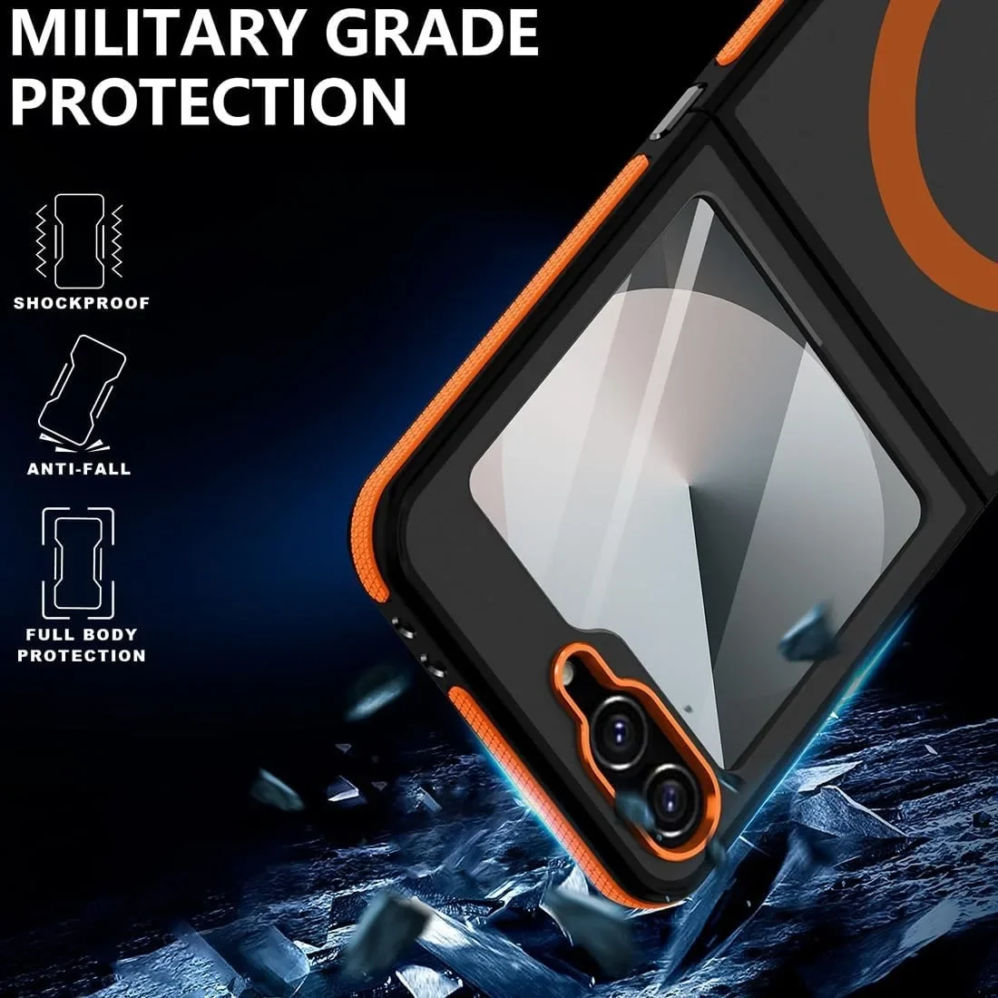 Business Matte for Magsafe Case for Samsung Galaxy Z Flip 7 6 5 ZFlip Flip6 Wireless Charging PC TPU Armor ZFlip7 ZFlip6 Cover