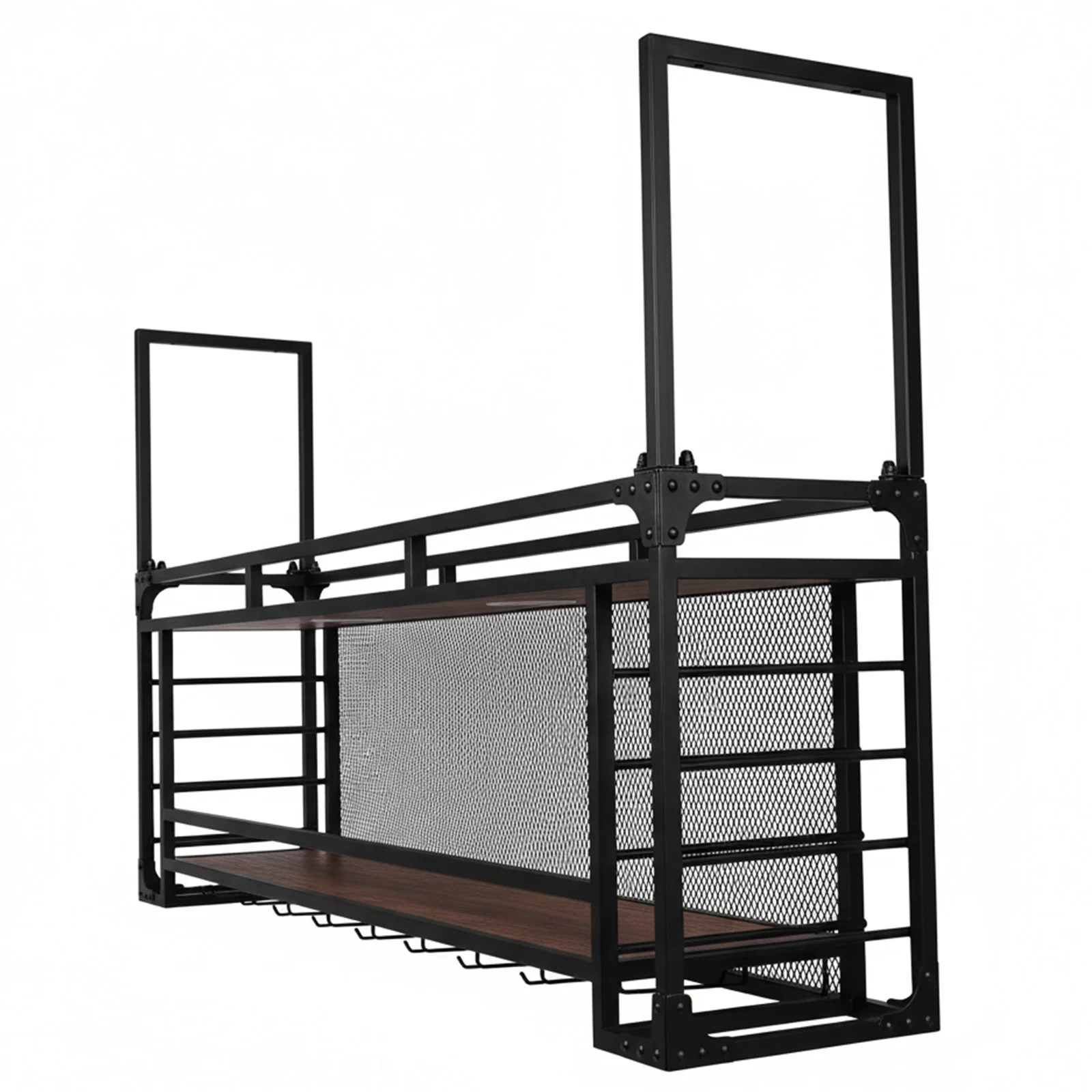 Wall Mounted 2 -Tiers Wine Glass Rack Shelves 59.06x21.65x11.81inch Large Wine Bottles Display Shelf for Kitchen Dining Room Bar