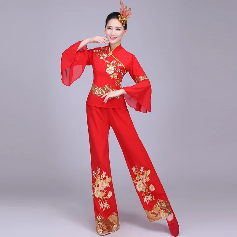 Antico Hanfu Dance Red classic Dance Costume femminile Fan Dance ombrello Yangko abbigliamento National Square Performance