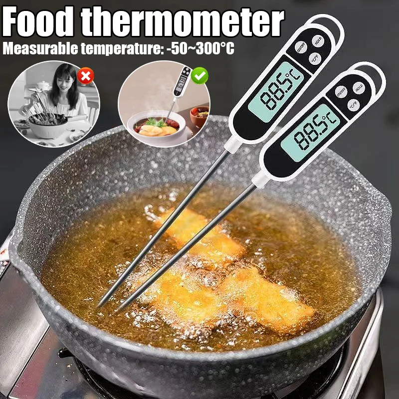 Termómetro Digital de Alimentos de Acero Inoxidable: Sonda de Lectura Instantánea para Barbacoa, Carne, Aceite, Leche, Café, Cocina y Repostería