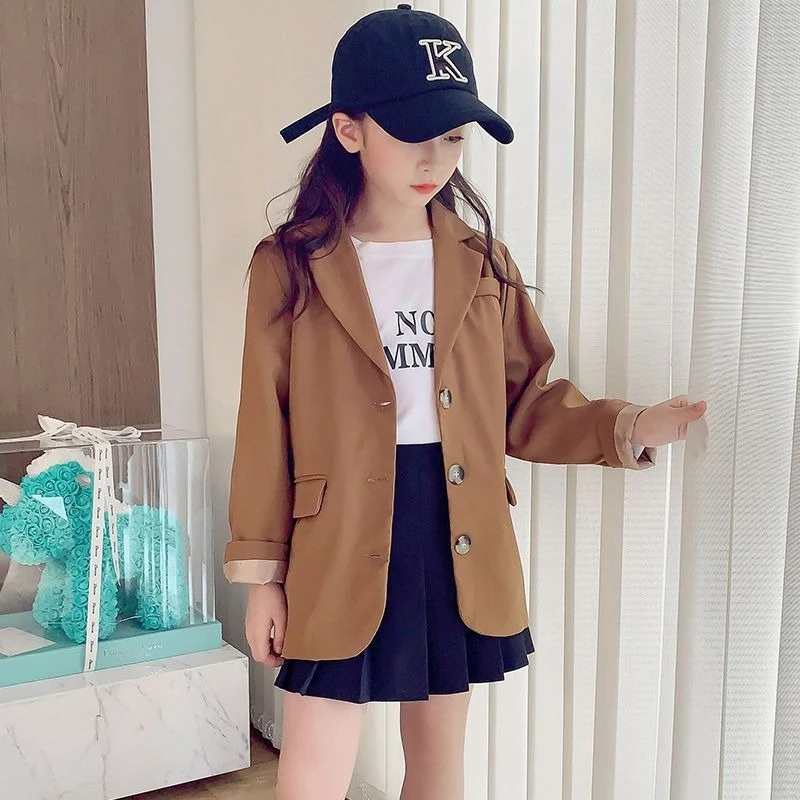 

2026 New Girls Blazer Kids Suit Jacket Spring Autumn Casual Fashion Top Trendy Little Girl Coat for Daily Outfits​