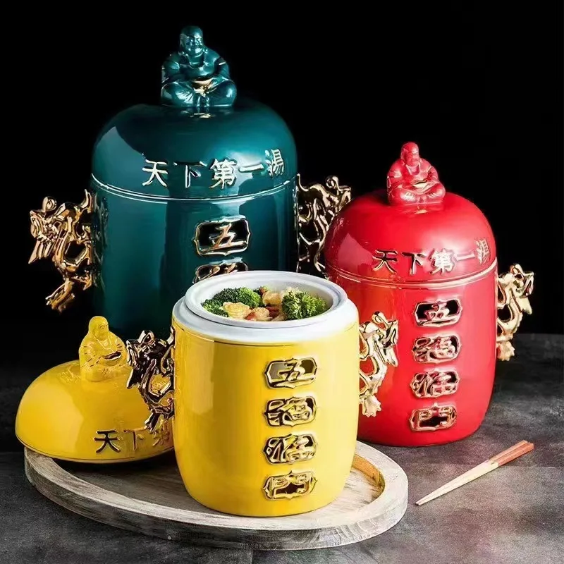 Water Bath Dessert Stew Pot with Lid, Health Pot, Ceramic Tableware