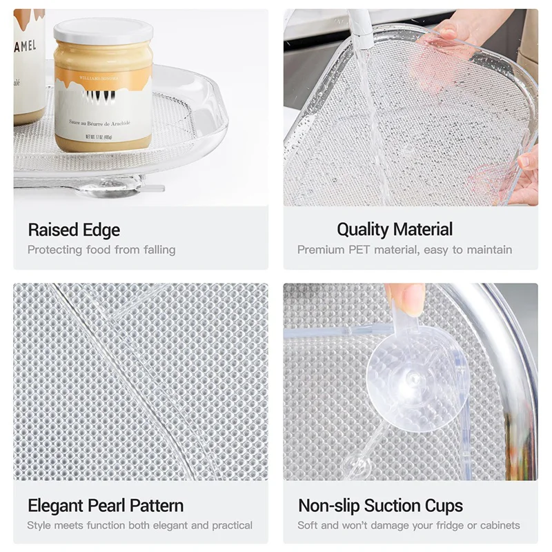 

A96K-2Pack Lazy Susan Turntable Organizer For Refrigerator, Rotating Rectangular Lazy Susan For Cabinet, Pantry, Kitchen