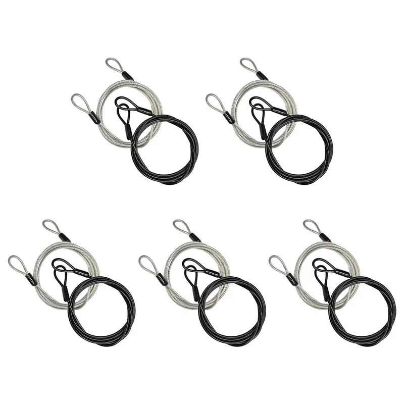 A89E-5X 100CM/3.3Ft Long Travel Security Cable Lock,Braided Steel Coated Safety Cable Luggage Lock,Safety Cable Wire Rope