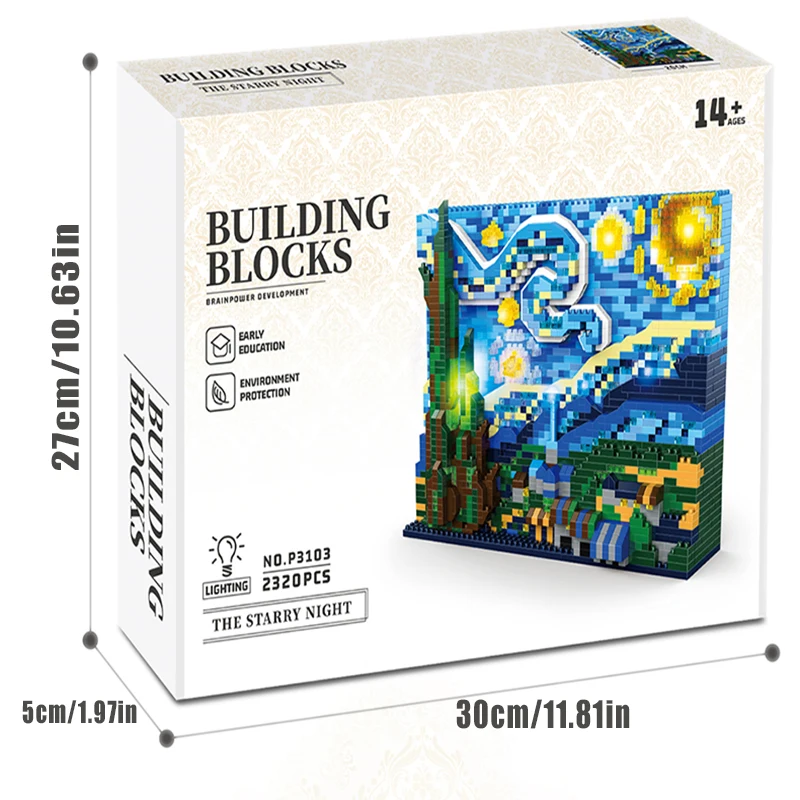 2320PCS Building Blocks Ornaments Blue Starry Night Creative Classic Adult Home Decorations DIY Bricks Christmas Gifts For Kids